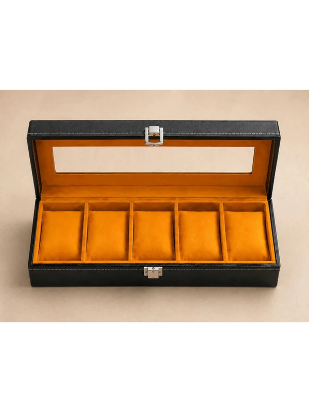 #700   AJ VIP Co0llection 5-Watch Display Case – Orange Interior – New